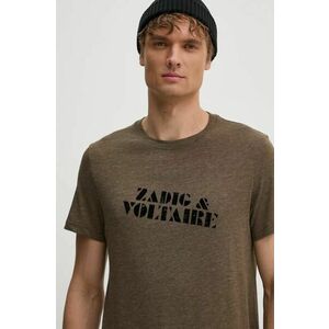 ZADIG&VOLTAIRE tricou barbati, culoarea maro, cu imprimeu, JMTS00662 imagine