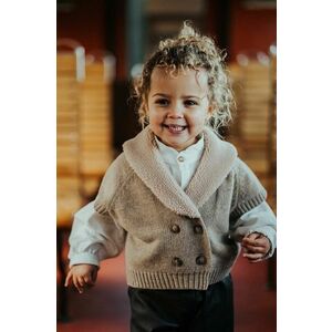 Donsje cardigan de lână pentru copii Nannie Merino Wool Waistcoat culoarea maro, 4085300 imagine