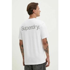 Superdry tricou din bumbac barbati, culoarea alb, cu imprimeu, M1012032A-T7X imagine