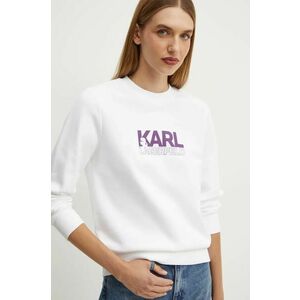 Karl Lagerfeld hanorac de bumbac femei, culoarea alb, cu imprimeu, 24WW1803 imagine