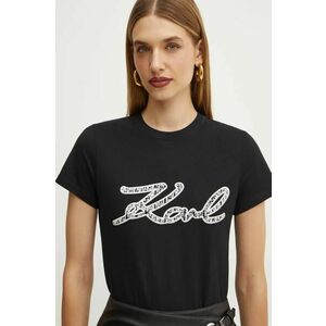 Karl Lagerfeld tricou din bumbac femei, culoarea negru, 246W1715 imagine