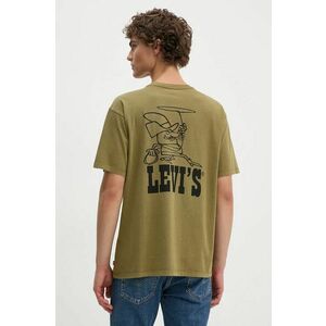 Levi's tricou din bumbac barbati, culoarea verde, cu imprimeu, 87373 imagine