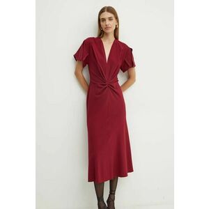 Victoria Beckham rochie din lana culoarea rosu, midi, evazati, 1424WDR005195C imagine