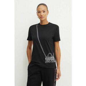 Karl Lagerfeld tricou din bumbac femei, culoarea negru, 236W1731 imagine