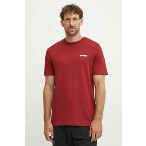 Puma tricou din bumbac barbati, culoarea rosu, melanj, 674470 imagine