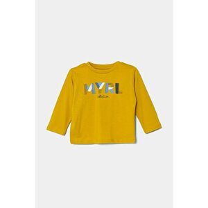 Mayoral longsleeve din bumbac pentru bebeluși culoarea galben, cu imprimeu, 108 imagine