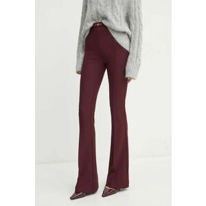 Elisabetta Franchi pantaloni femei, culoarea bordo, evazati, high waist, PA02246E2 imagine