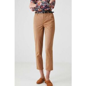 Medicine pantaloni femei, culoarea bej, fason chinos, medium waist imagine