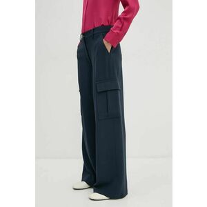 Theory pantaloni femei, culoarea albastru marin, drept, high waist, O0709203 imagine