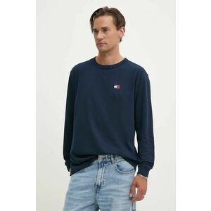 Tommy Jeans longsleeve din bumbac culoarea albastru marin, cu imprimeu, DM0DM18436 imagine