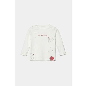 United Colors of Benetton longsleeve din bumbac pentru bebeluși culoarea alb, 3793A105E imagine