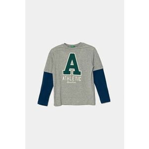 United Colors of Benetton longsleeve din bumbac pentru copii culoarea gri, cu imprimeu, 3I1XC10JG imagine