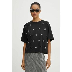 Karl Lagerfeld tricou din bumbac femei, culoarea negru, 246W1701 imagine