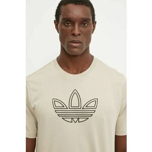 adidas Originals tricou din bumbac Outline Tee barbati, culoarea bej, cu imprimeu, IW5824 imagine