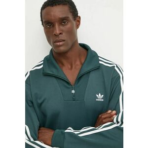 adidas Originals bluză Funnelneck Tracktop barbati, culoarea verde, cu imprimeu, IZ2502 imagine