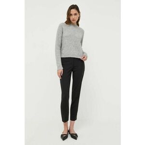 BOSS pantaloni de lana culoarea negru, fason tigareta, high waist imagine