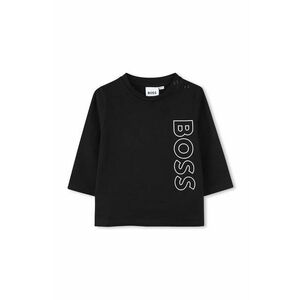 BOSS longsleeve din bumbac pentru bebeluși culoarea negru, cu imprimeu, J51293 imagine