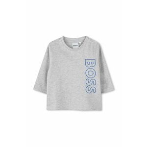 BOSS longsleeve din bumbac pentru bebeluși culoarea gri, cu imprimeu, J51293 imagine