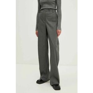 Remain pantaloni de trening cu amestec de lână Curved Leg Pants culoarea gri, drept, high waist, 5018991959 imagine