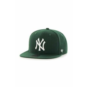 47 brand șapcă de baseball din bumbac MLB New York Yankees culoarea verde, cu imprimeu, B-NSHOT17WBP-DG imagine