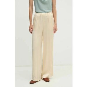 United Colors of Benetton pantaloni femei, culoarea bej, lat, high waist, 4S7BDF085 imagine