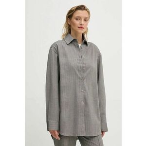 Remain camasa Herringbone Overshirt femei, culoarea gri, cu guler clasic, relaxed, 5018743038 imagine