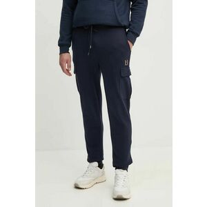 Hackett London pantaloni de trening din bumbac culoarea albastru marin, neted, HM581282 imagine