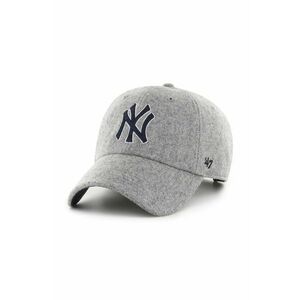 47 brand șapcă din amestec de lână MLB New York Yankees culoarea gri, cu imprimeu, B-CHSCU17WIS-GY imagine