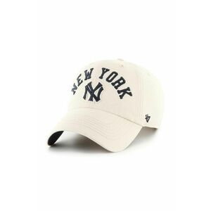 47 brand șapcă de baseball din bumbac MLB New York Yankees culoarea bej, cu imprimeu, BCPTN-CLBFB17GWS-Y011 imagine