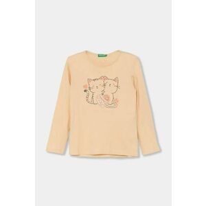 United Colors of Benetton longsleeve din bumbac pentru copii culoarea portocaliu, 3I1XG10FJ imagine