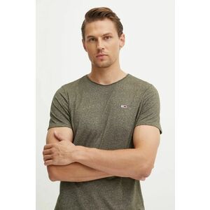 Tommy Jeans tricou barbati, culoarea verde, neted, DM0DM09586 imagine