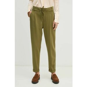 United Colors of Benetton pantaloni femei, culoarea verde, drept, high waist imagine