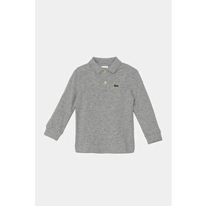 Lacoste longsleeve din bumbac pentru copii culoarea gri, neted imagine