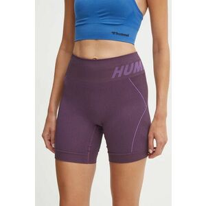 Hummel pantaloni scurți de antrenament Christel culoarea maro, cu imprimeu, high waist, 213755 imagine