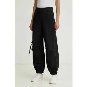 Max Mara Leisure pantaloni femei, culoarea albastru marin, lat, high waist, 2426786118600 imagine