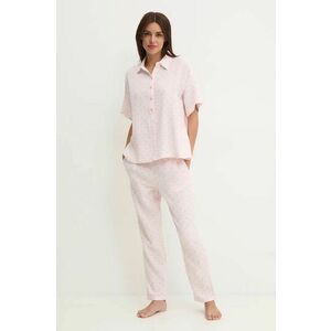 United Colors of Benetton pijamale de bumbac culoarea roz, bumbac, 46CG3P00K imagine