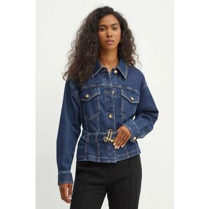 Luisa Spagnoli geacă din denim SCERIFFO femei, culoarea albastru marin, de tranzitie, oversize, 541262 imagine