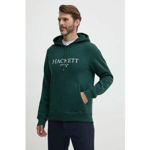 Hackett London bluză barbati, culoarea verde, cu glugă, cu imprimeu, HM581289 imagine