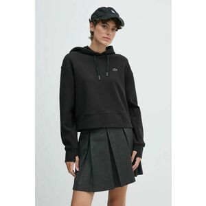 Lacoste bluza femei, culoarea negru, cu glugă, neted imagine