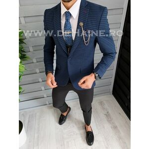 Sacou barbati bleumarin slim fit B1532 N2-4.3 imagine