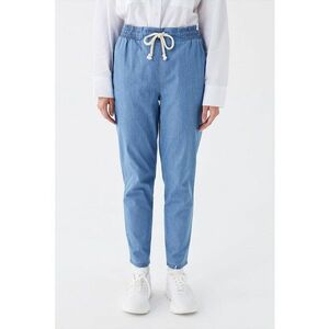 Pantaloni din material chambray cu croiala conica imagine