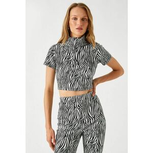 Tricou crop cu imprimeu zebra imagine