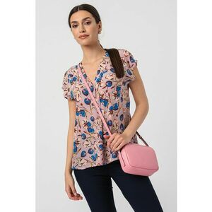 Bluza din amestec de matase cu decolteu in V si model floral imagine