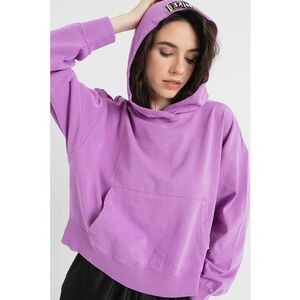 Women Hoodies - Hanorac cu model uni si buzunar kangaroo imagine