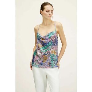 Top cu model floral si aspect stralucitor imagine