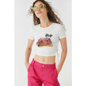 Tricou crop cu imprimeu grafic imagine