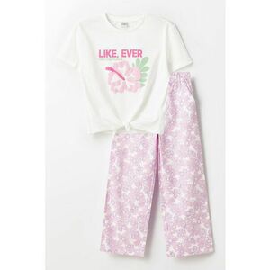 Set de tricou si pantaloni cu imprimeu floral imagine