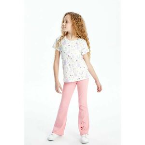 Pantaloni striati cu decupaj cu model floral imagine