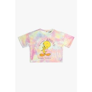 Tricou cu model tie-dye si imprimeu Tweety imagine