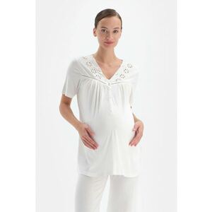 Bluza de pijama din amestec de modal cu perforatii - pentru gravide imagine